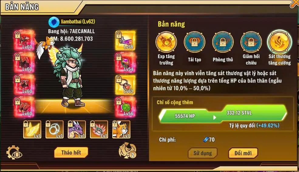vegita lv62 giá rẻ tiết kiệm pk full vv ct gradiss 2 tháng siêu ngon