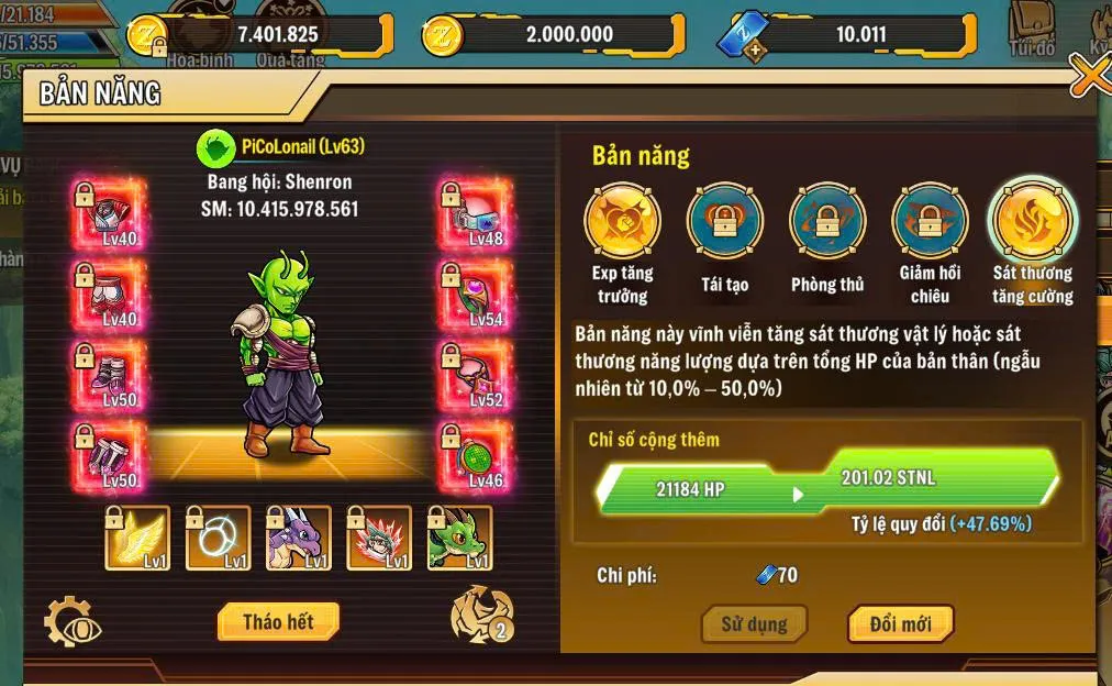 picolo ngon siêu rẻ full pk đều vv ct gran 70 ngày dư 10k zgame