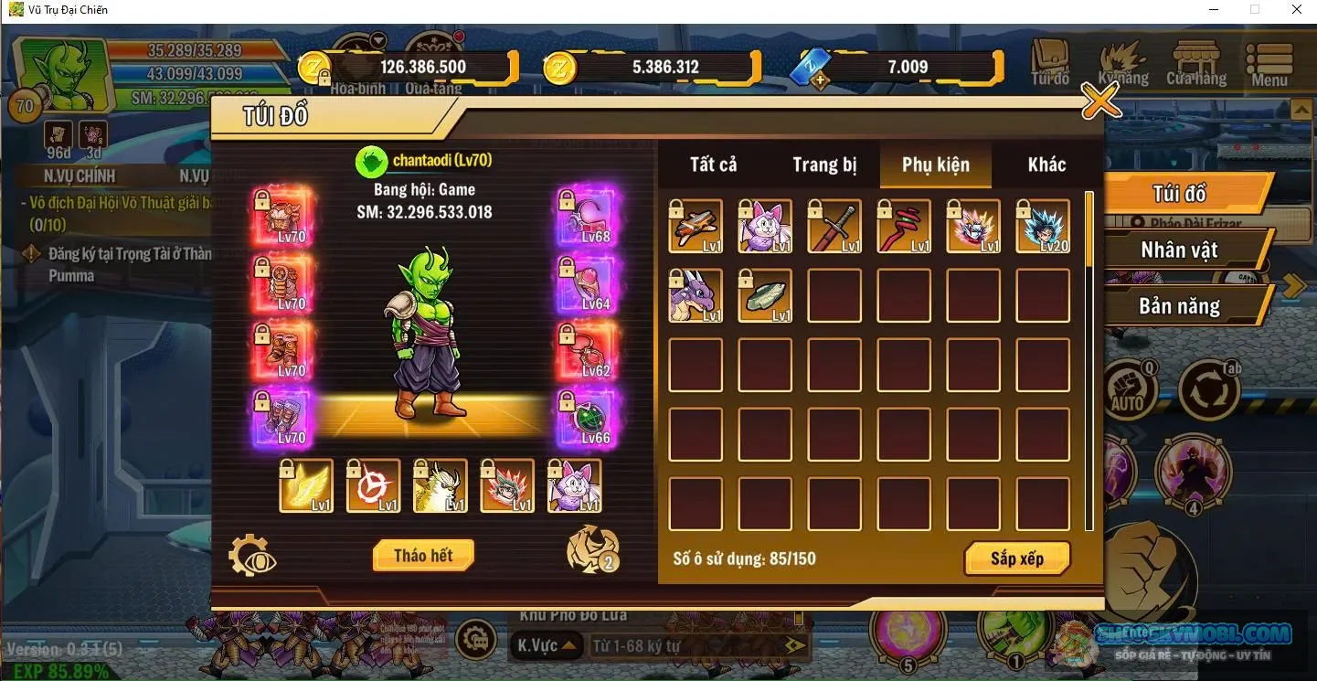 picolo lv70 4 món +8 đồ pk ct ván bay mcs bộ nr zgame các thư dư tài nguyên sieu nhiều giá rẻ như hình