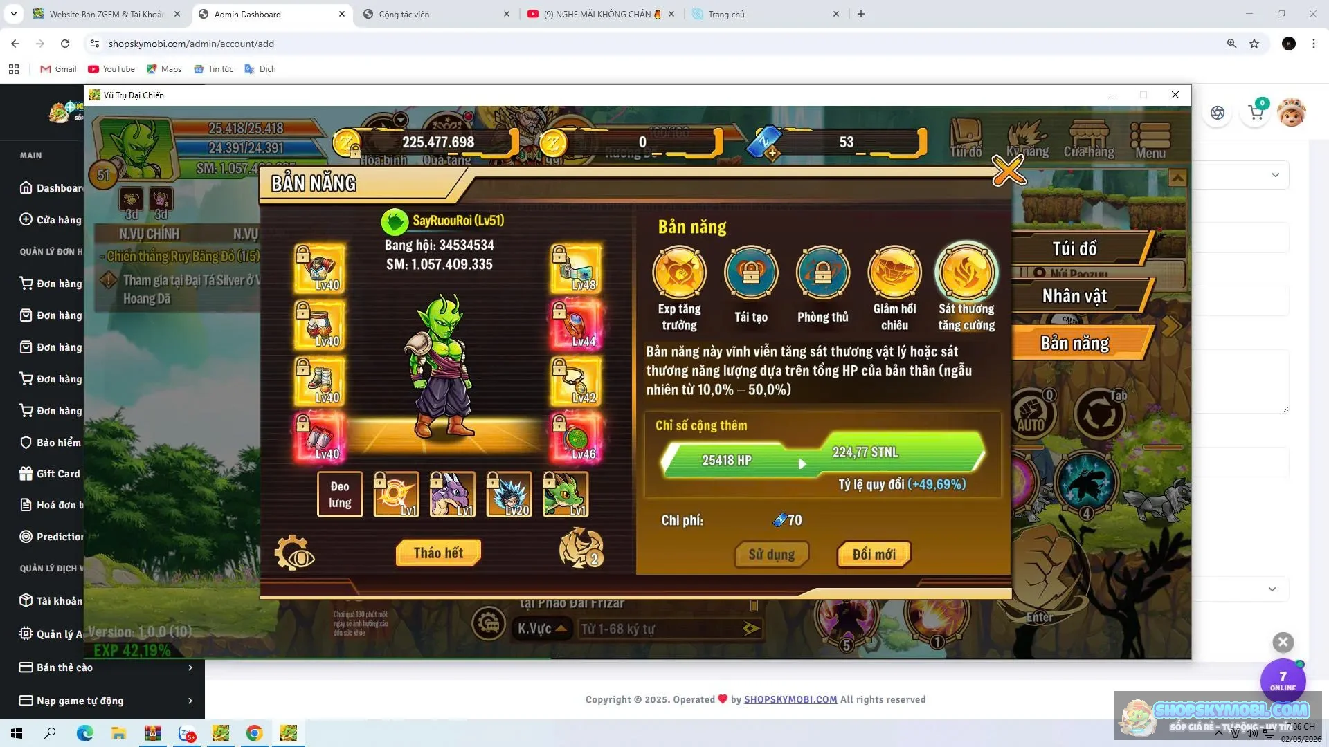 tài khoản full pk vv